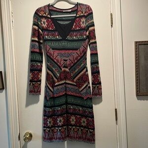 Cecelia Prado Multi Colored and Pattern Knit Textured Fitted Dress